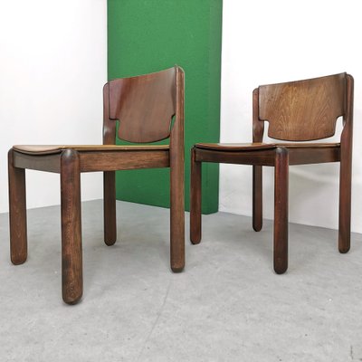 Model 122 Chairs in Walnut and Leather by Vico Magistretti for Cassina, 1967, Set of 4-PRS-1749440