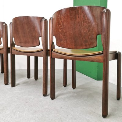 Model 122 Chairs in Walnut and Leather by Vico Magistretti for Cassina, 1967, Set of 4-PRS-1749440