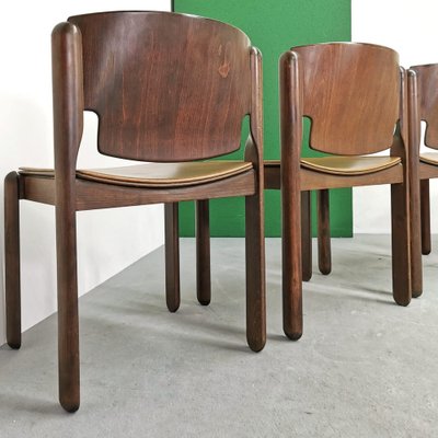 Model 122 Chairs in Walnut and Leather by Vico Magistretti for Cassina, 1967, Set of 4-PRS-1749440