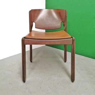 Model 122 Chairs in Walnut and Leather by Vico Magistretti for Cassina, 1967, Set of 4-PRS-1749440