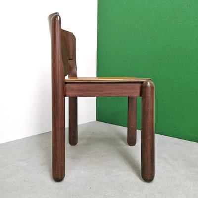 Model 122 Chairs in Walnut and Leather by Vico Magistretti for Cassina, 1967, Set of 4-PRS-1749440