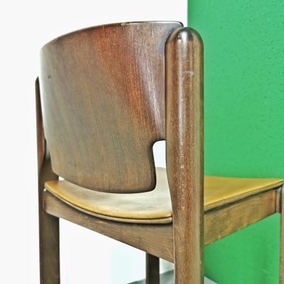 Model 122 Chairs in Walnut and Leather by Vico Magistretti for Cassina, 1967, Set of 4-PRS-1749440