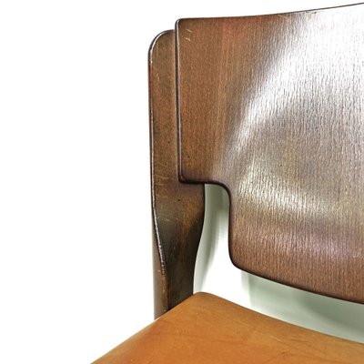 Model 122 Chairs in Walnut and Leather by Vico Magistretti for Cassina, 1967, Set of 4-PRS-1749440