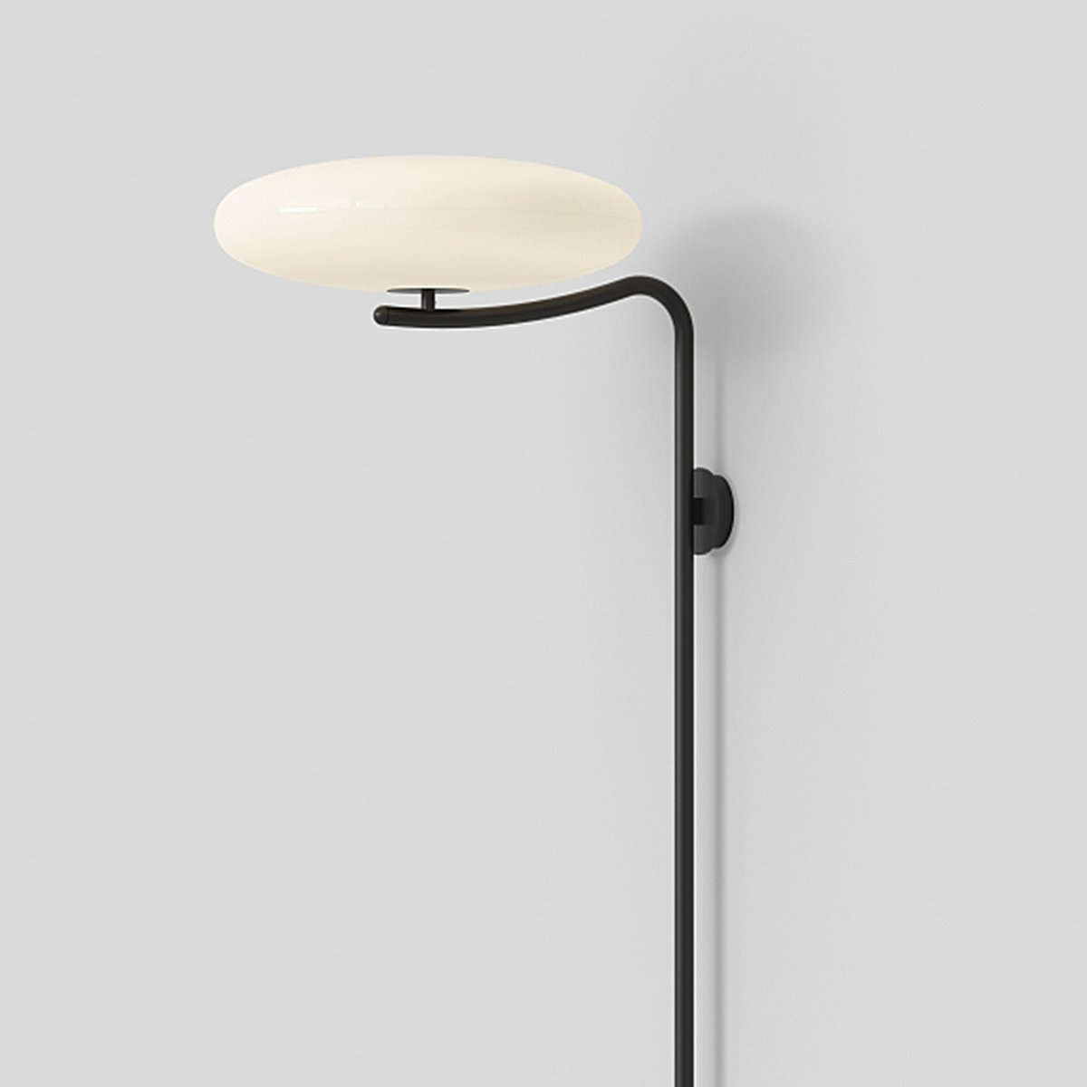 Model 2065 Wall Lamp with White Diffuser and Black Hardware by Gino Sarfatti