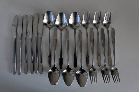 Model 2070 Stainless Steel Cutlery Set by Helmut Alder for Amboss, 1959, Set of 18