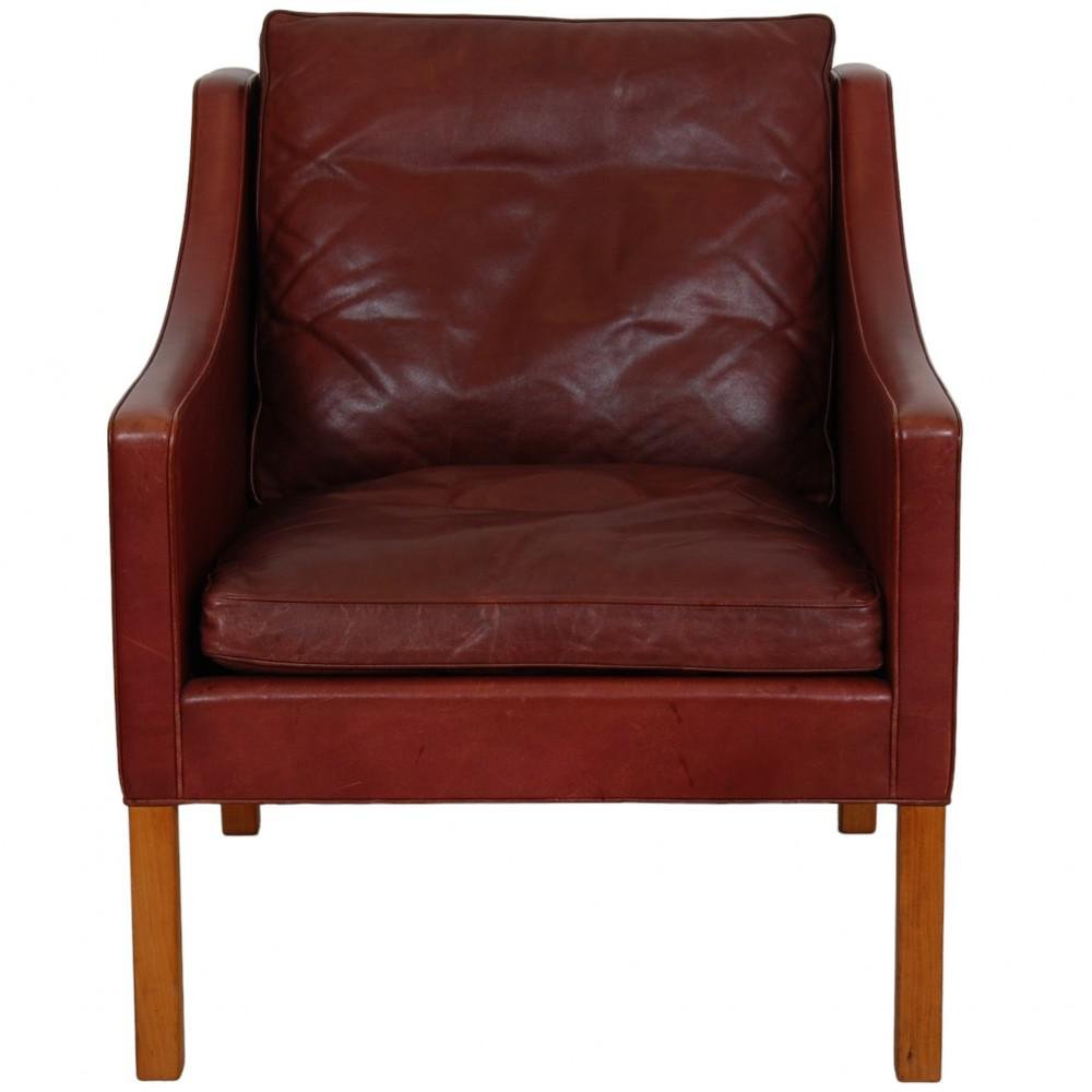 Model 2207 Lounge Chair in Indian Red Anilin Leather by Børge Mogensen, 1990s