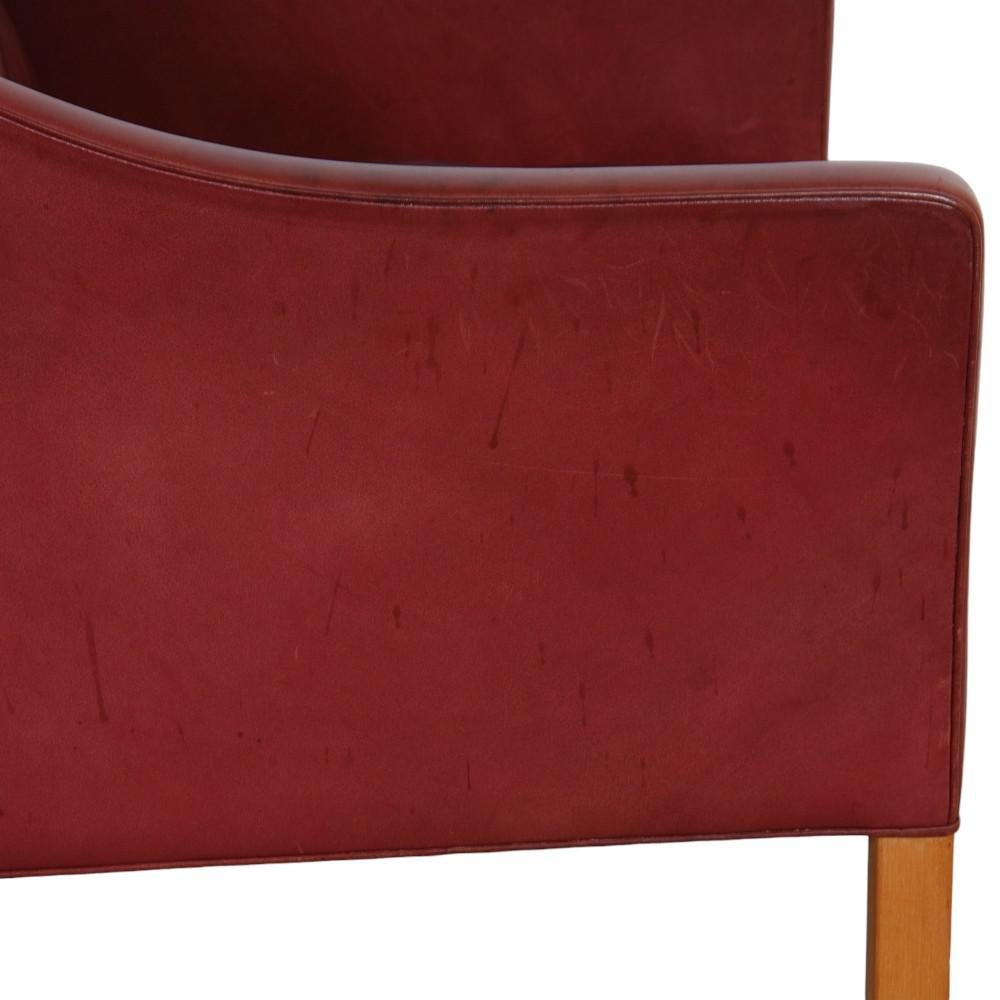 Model 2207 Lounge Chair in Indian Red Anilin Leather by Børge Mogensen, 1990s