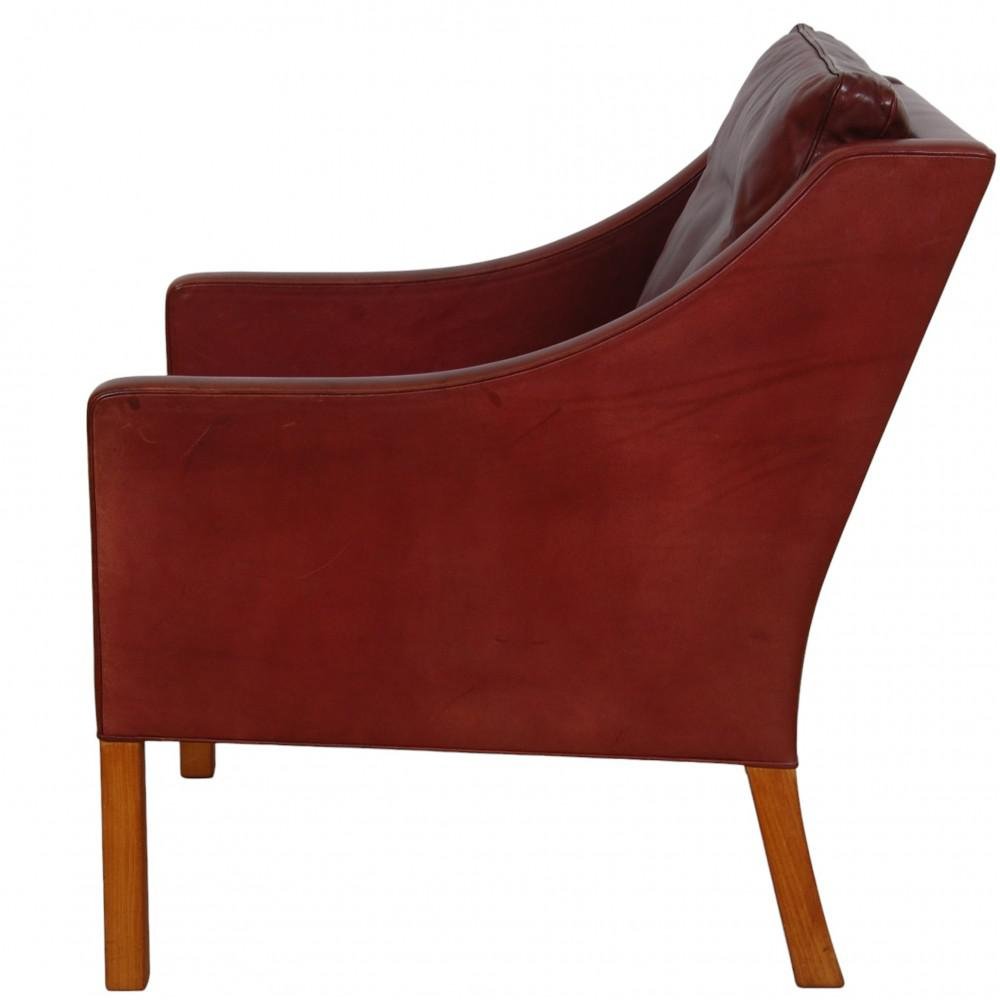 Model 2207 Lounge Chair in Indian Red Anilin Leather by Børge Mogensen, 1990s