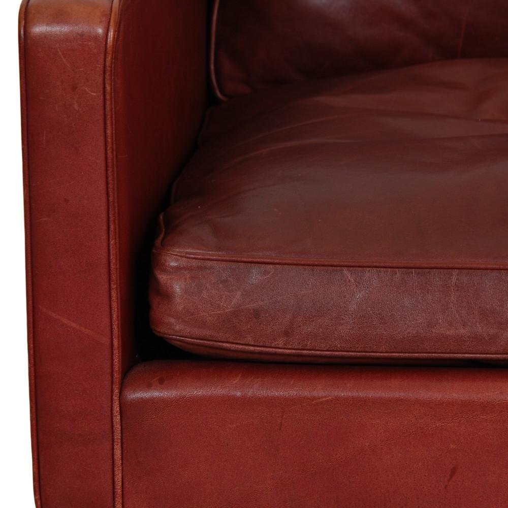 Model 2207 Lounge Chair in Indian Red Anilin Leather by Børge Mogensen, 1990s