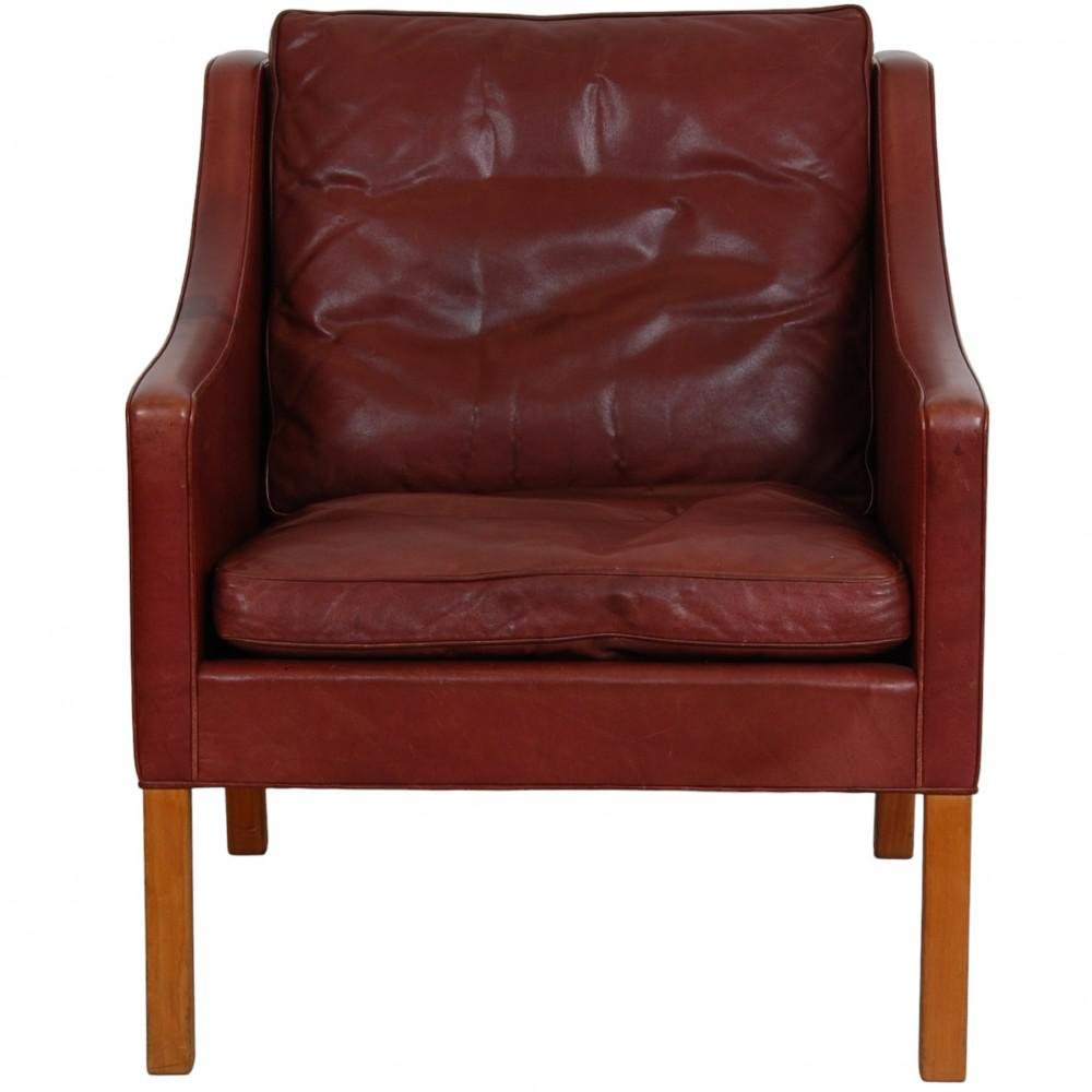 Model 2207 Lounge Chair in Indian Red Anilin Leather by Børge Mogensen, 1990s