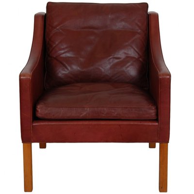 Model 2207 Lounge Chair in Indian Red Anilin Leather by Børge Mogensen, 1990s-MTD-1769482