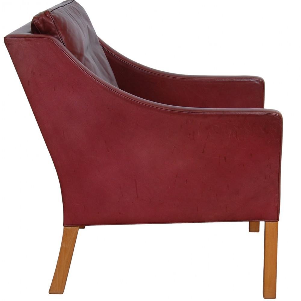 Model 2207 Lounge Chair in Indian Red Anilin Leather by Børge Mogensen, 1990s