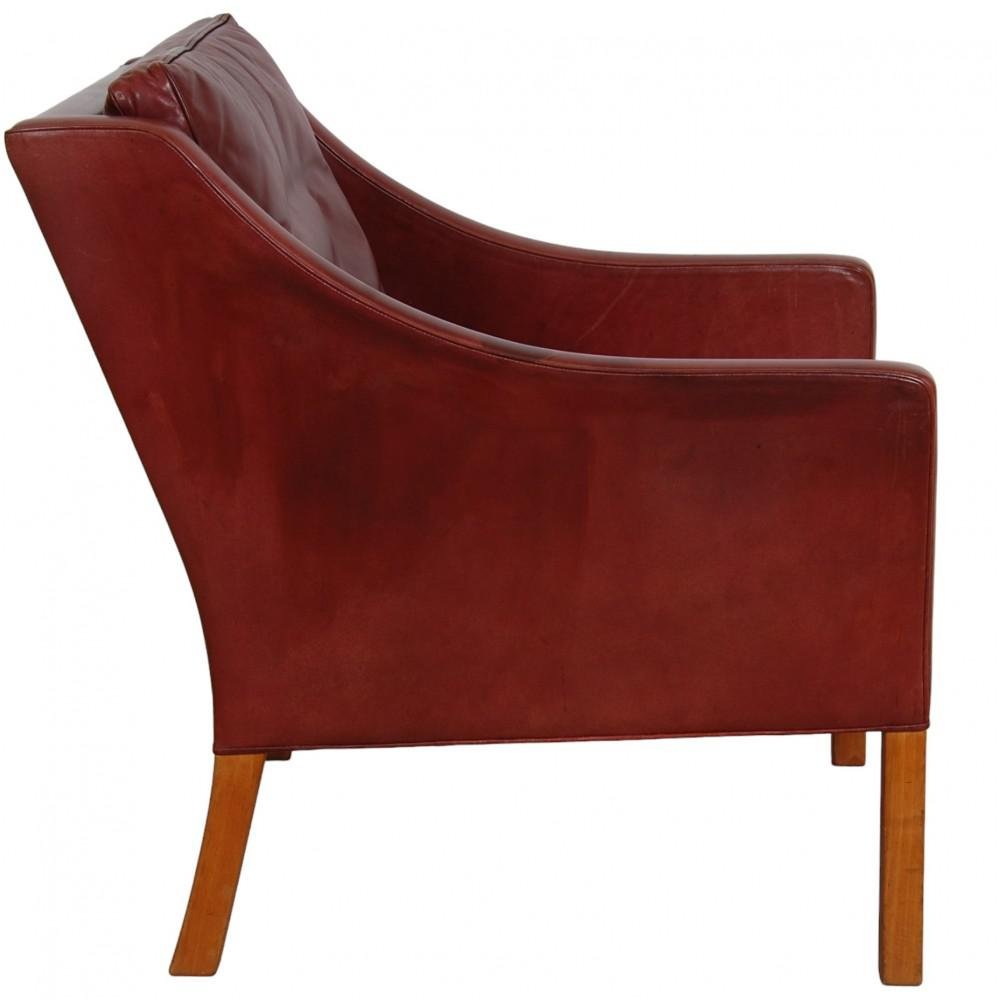 Model 2207 Lounge Chair in Indian Red Anilin Leather by Børge Mogensen, 1990s