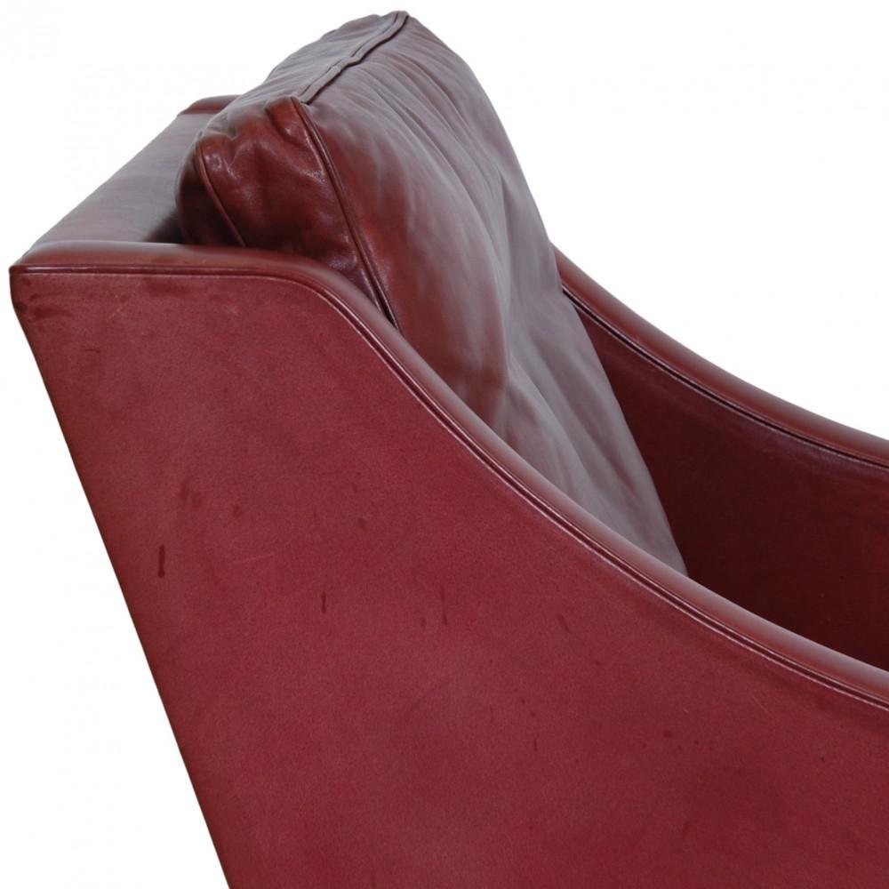 Model 2207 Lounge Chair in Indian Red Anilin Leather by Børge Mogensen, 1990s