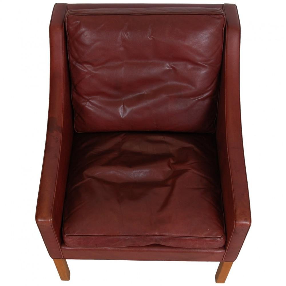 Model 2207 Lounge Chair in Indian Red Anilin Leather by Børge Mogensen, 1990s