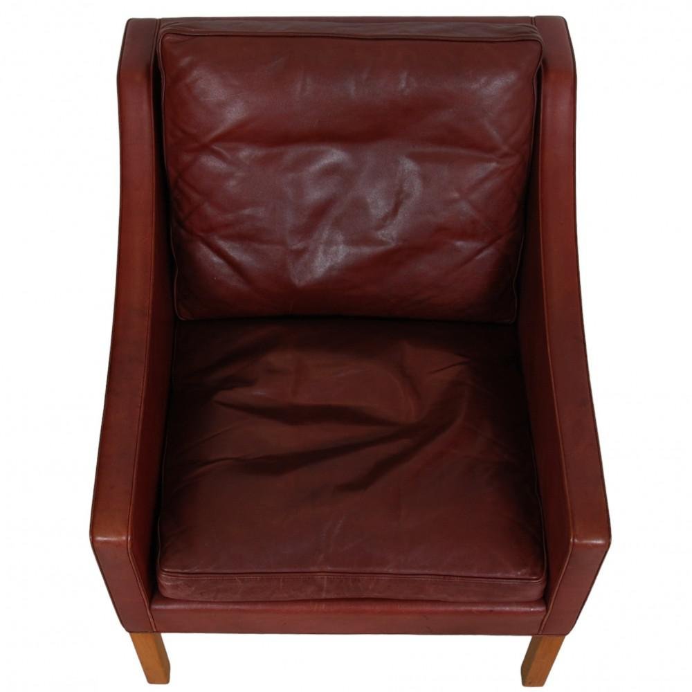 Model 2207 Lounge Chair in Indian Red Anilin Leather by Børge Mogensen, 1990s