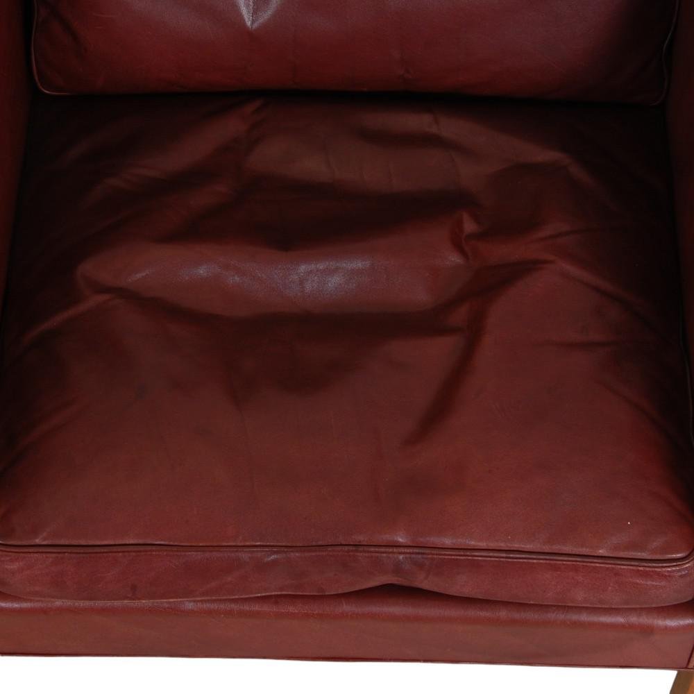 Model 2207 Lounge Chair in Indian Red Anilin Leather by Børge Mogensen, 1990s