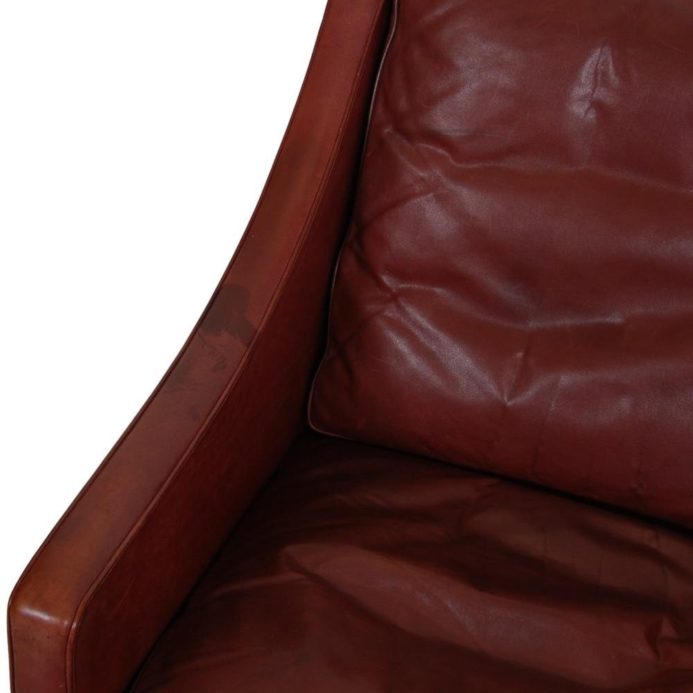 Model 2207 Lounge Chair in Indian Red Anilin Leather by Børge Mogensen, 1990s