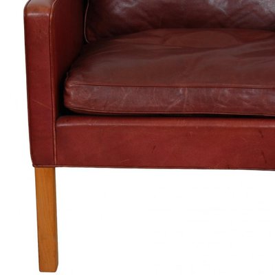 Model 2207 Lounge Chair in Indian Red Anilin Leather by Børge Mogensen, 1990s-MTD-1769482