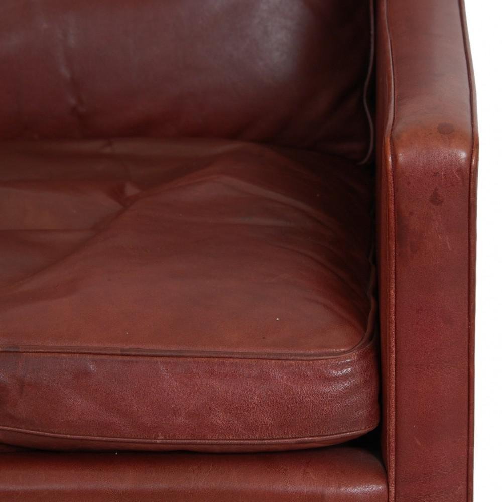 Model 2207 Lounge Chair in Indian Red Anilin Leather by Børge Mogensen, 1990s