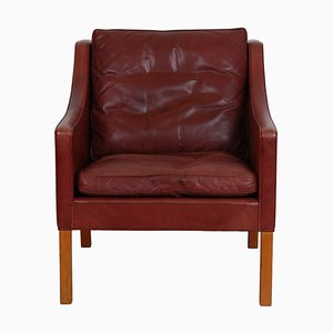 Model 2207 Lounge Chair in Indian Red Anilin Leather by Børge Mogensen, 1990s-MTD-1769481