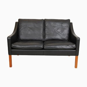 Model 2208 2-Seater Sofa in Black Leather by Børge Mogensen for Fredericia-MTD-1400771