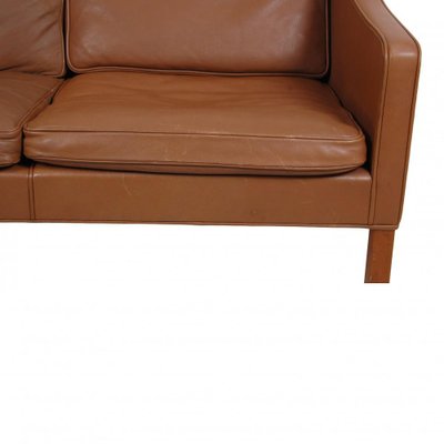 Model 2208 2-Seater Sofa in Brown Leather by Børge Mogensen for Fredericia, 1980s-MTD-1400773