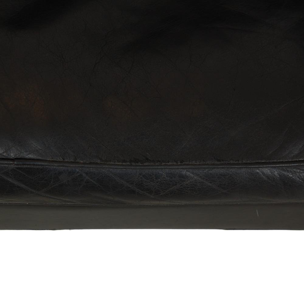 Model 2208 2-Seater Sofa in Patinated Black Leather by Børge Mogensen, 1980s