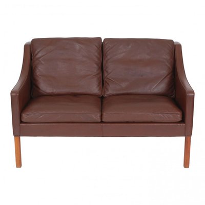 Model 2208 2-Seater Sofa with Patinated Original Brown Leather by Børge Mogensen for Fredericia-MTD-1400777