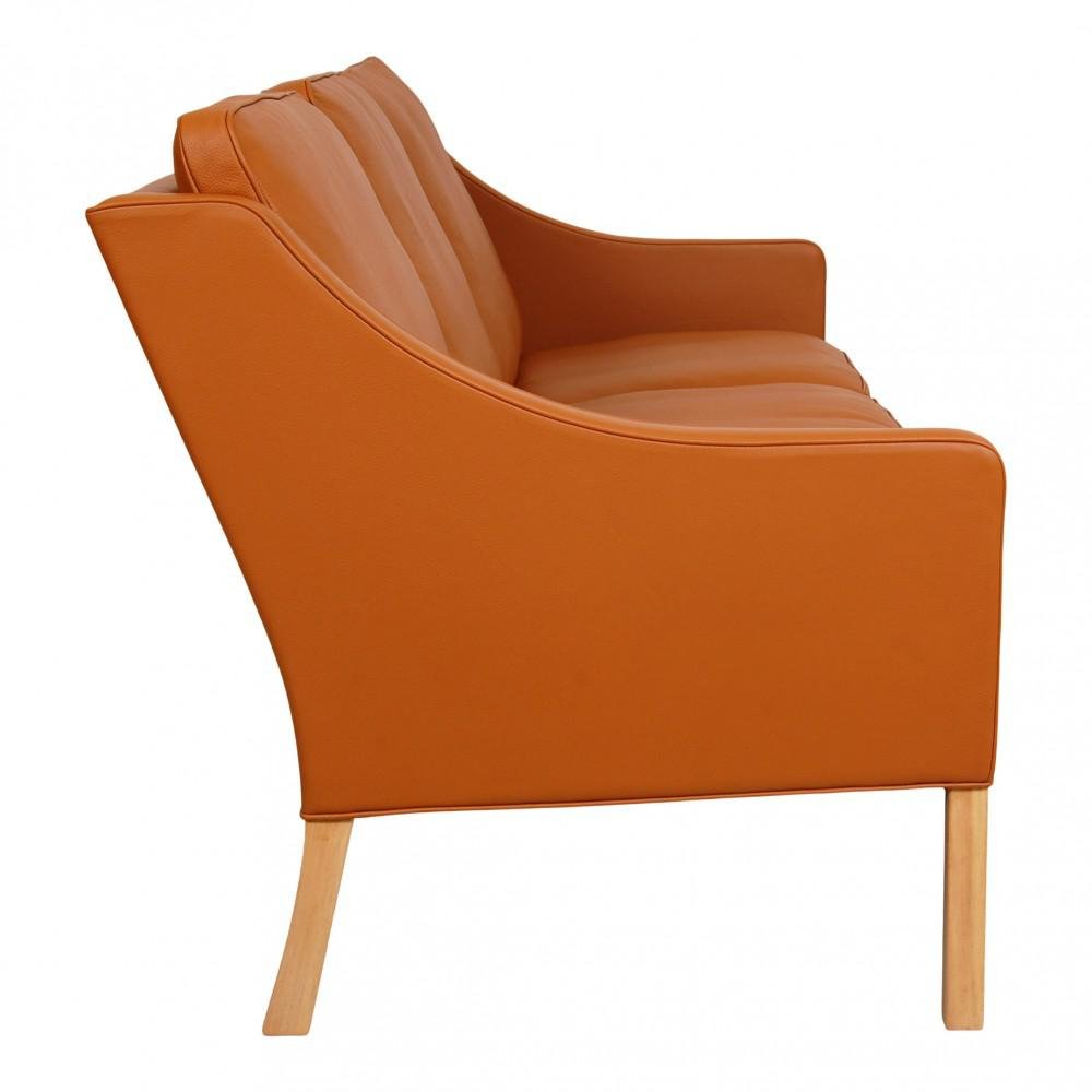 Model 2209 Sofa in Cognac Bison Leather by Børge Mogensen for Fredericia