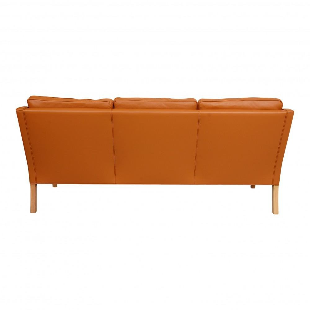 Model 2209 Sofa in Cognac Bison Leather by Børge Mogensen for Fredericia