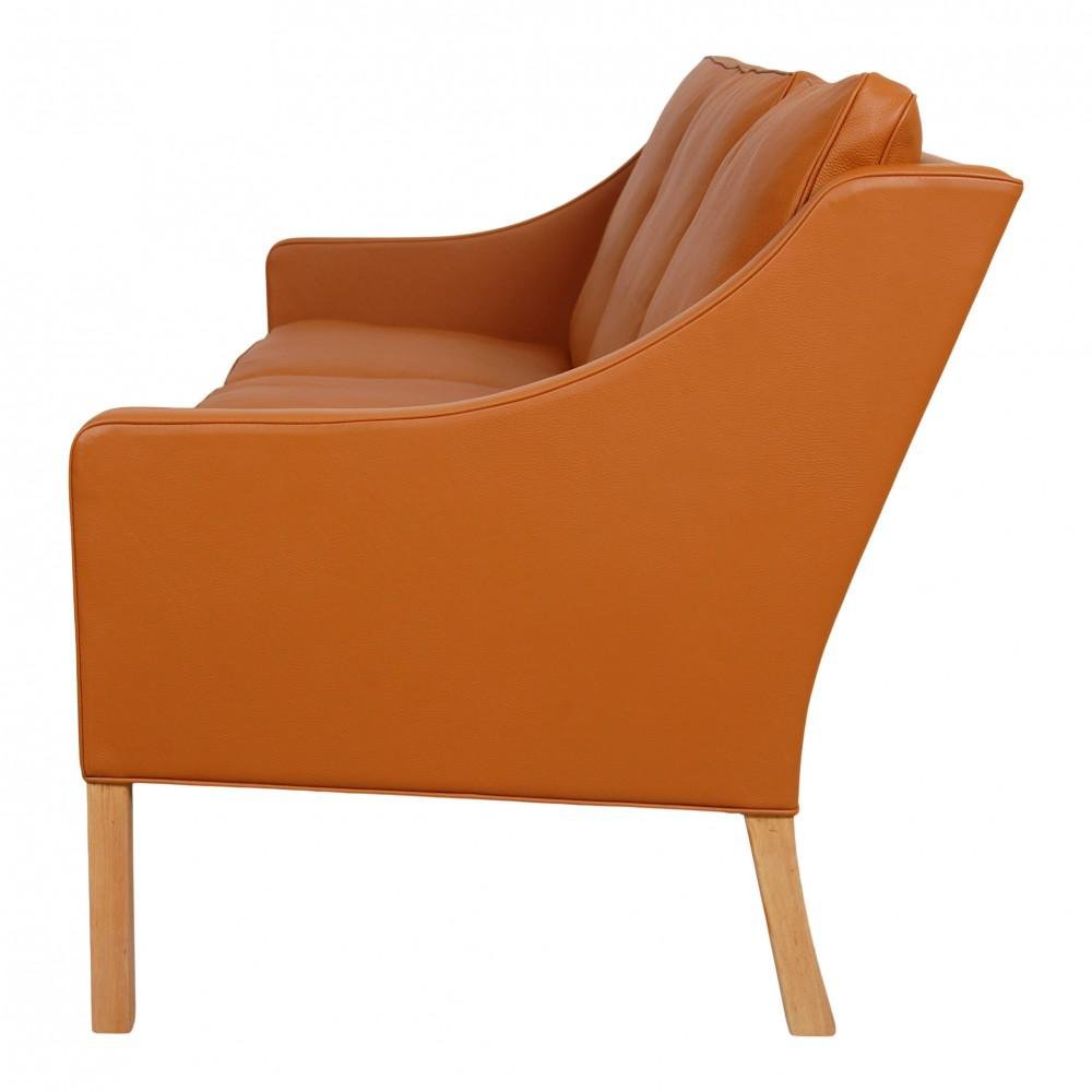 Model 2209 Sofa in Cognac Bison Leather by Børge Mogensen for Fredericia