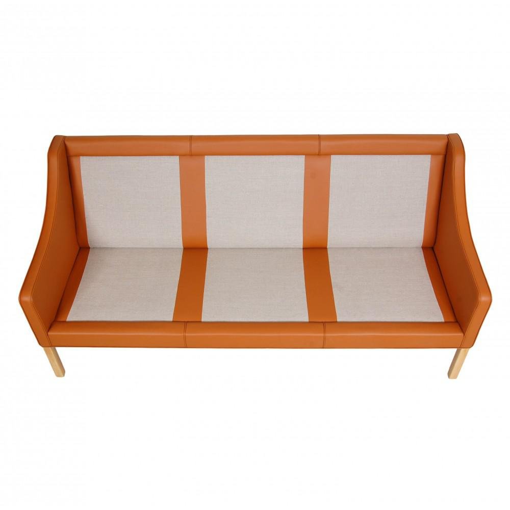 Model 2209 Sofa in Cognac Bison Leather by Børge Mogensen for Fredericia