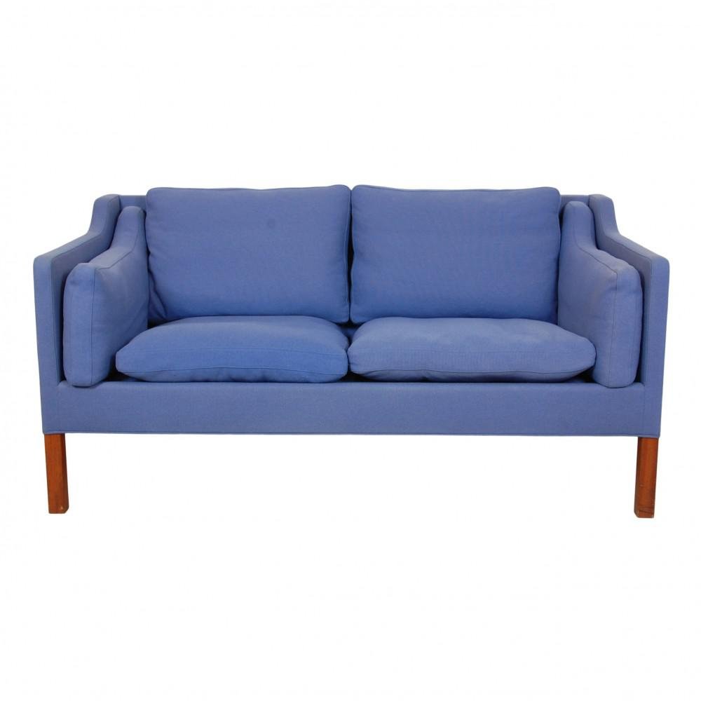 Model 2212 2-Seater Sofa in Blue Fabric by Børge Mogensen for Fredericia, 1990s