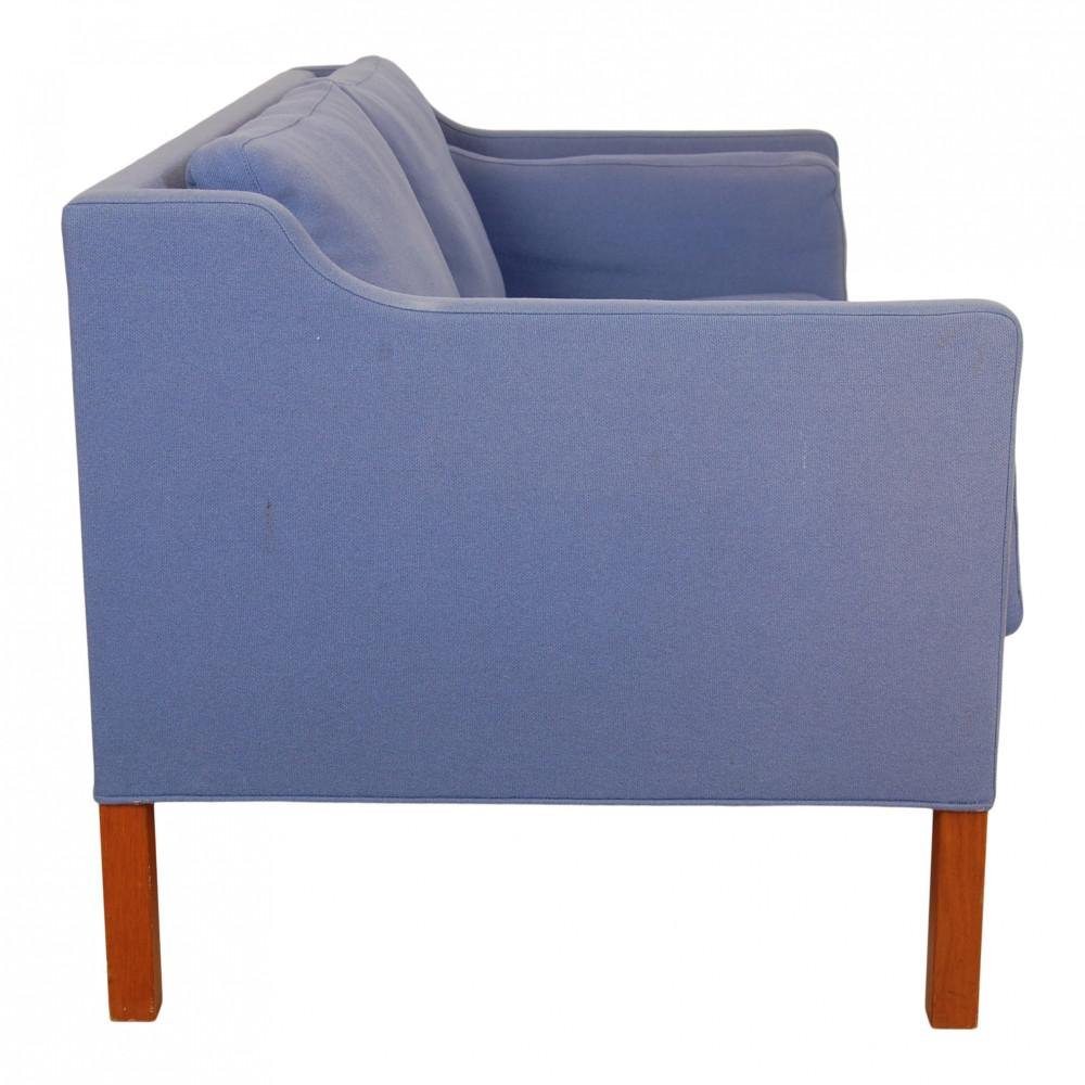 Model 2212 2-Seater Sofa in Blue Fabric by Børge Mogensen for Fredericia, 1990s