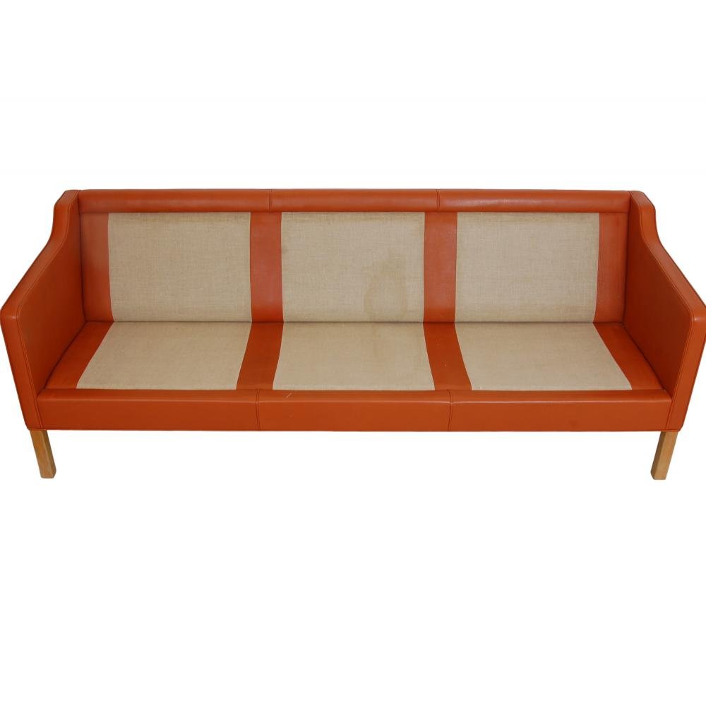 Model 2213 3-Seater Sofa in Cognac Leather by Børge Mogensen for Fredericia, 1990s