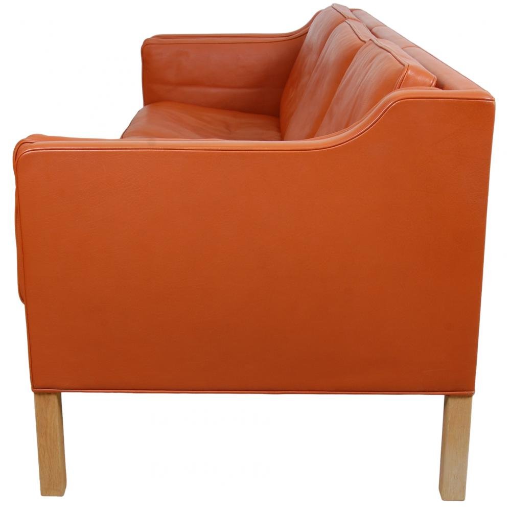 Model 2213 3-Seater Sofa in Cognac Leather by Børge Mogensen for Fredericia, 1990s