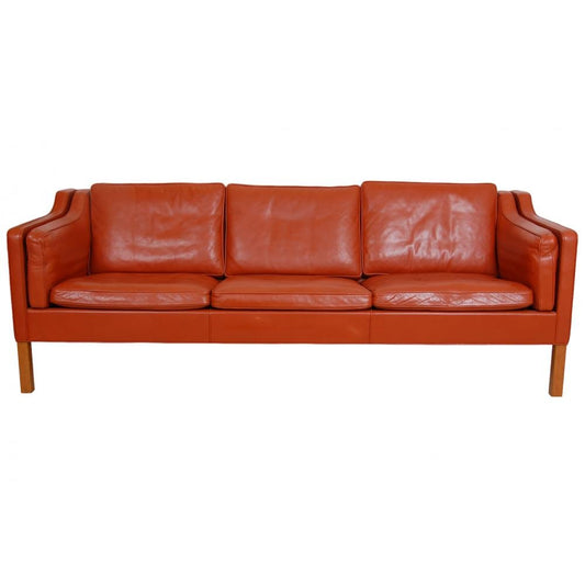 Model 2213 3-Seater Sofa in Cognac Leather with Patina by Børge Mogensen for Fredericia, 1990s