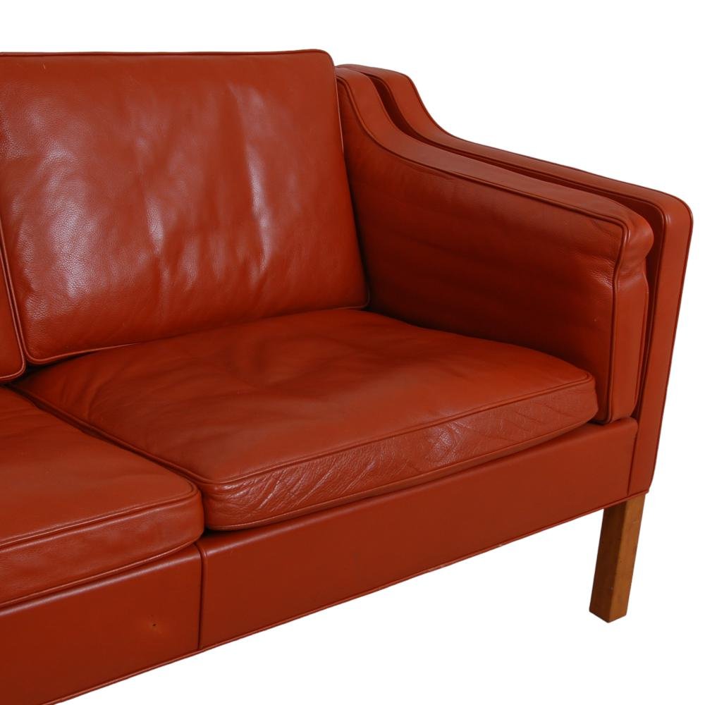 Model 2213 3-Seater Sofa in Cognac Leather with Patina by Børge Mogensen for Fredericia, 1990s