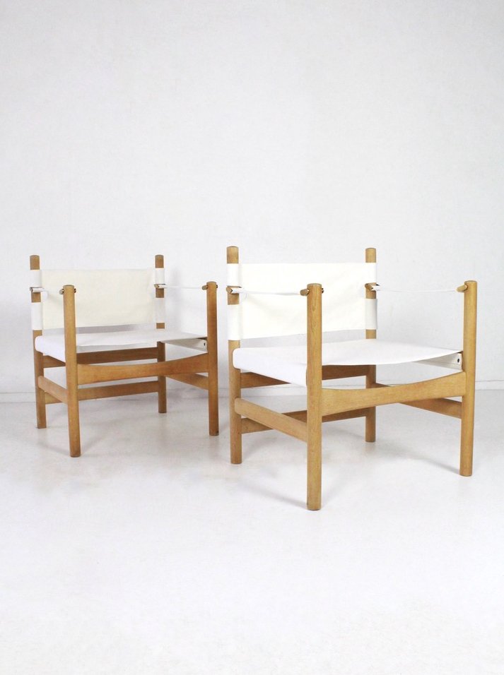 Model 2221 Safari Armchairs by Børge Mogensen for Fredericia Stolfabrik, Denmark, 1960s, Set of 2