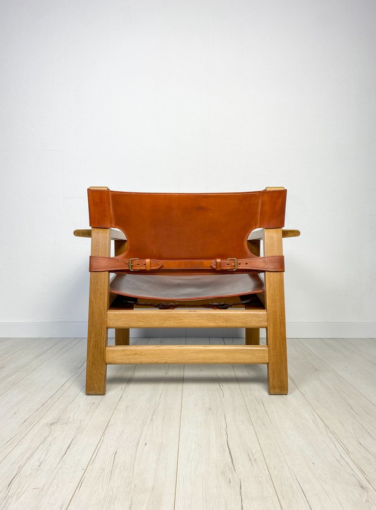 Model 2226 Spanish Chair in Oak and Leather by Børge Mogensen for Fredericia, Denmark, 1960s