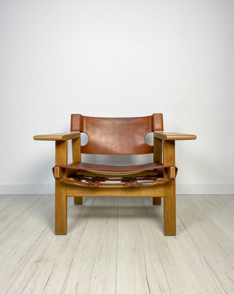 Model 2226 Spanish Chair in Oak and Leather by Børge Mogensen for Fredericia, Denmark, 1960s