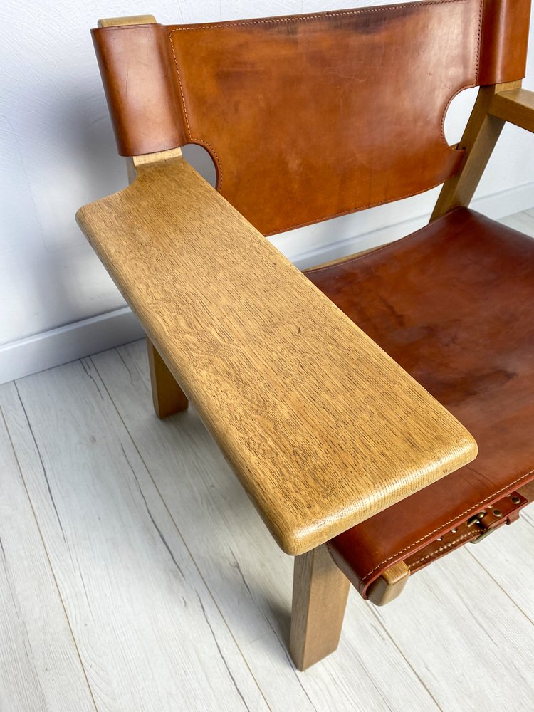 Model 2226 Spanish Chair in Oak and Leather by Børge Mogensen for Fredericia, Denmark, 1960s