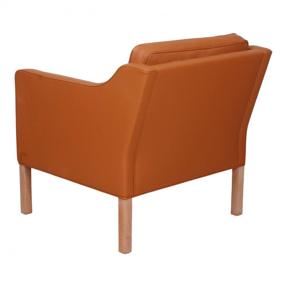 Model 2321 Armchair in Cognac Bison Leather by Børge Mogensen for Fredericia