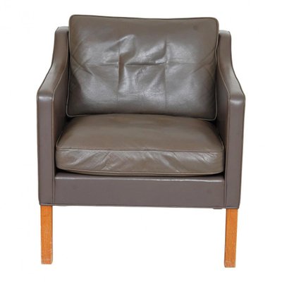 Model 2321 Armchair in Gray Leather with Oak Legs by Børge Mogensen for Fredericia-MTD-1400570