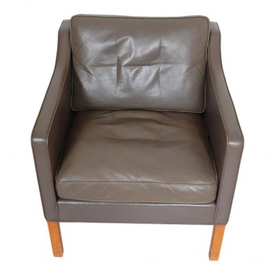 Model 2321 Armchair in Gray Leather with Oak Legs by Børge Mogensen for Fredericia-MTD-1400570