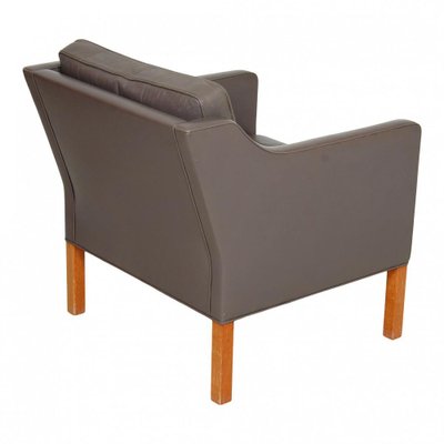 Model 2321 Armchair in Gray Leather with Oak Legs by Børge Mogensen for Fredericia-MTD-1400570