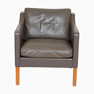 Model 2321 Armchair in Gray Leather with Oak Legs by Børge Mogensen for Fredericia-MTD-1400570