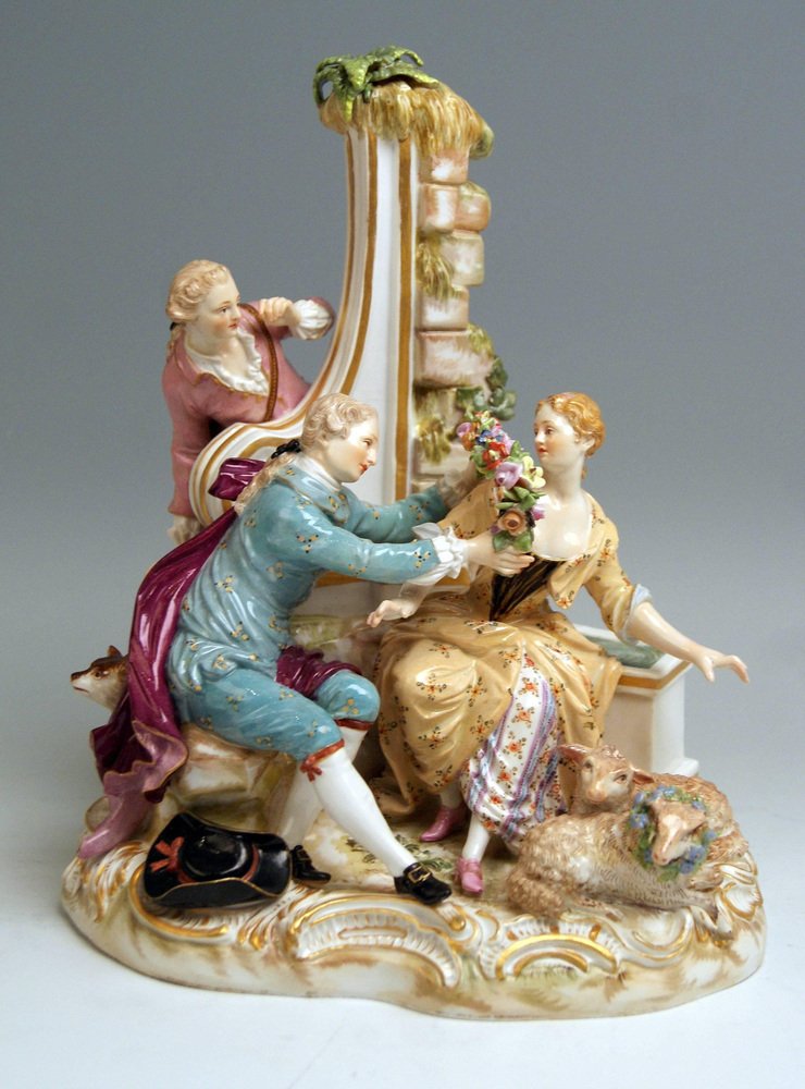 Model 2870 Shepherds Figurine by Johann Joachim Kaendler for Meissen, 1850