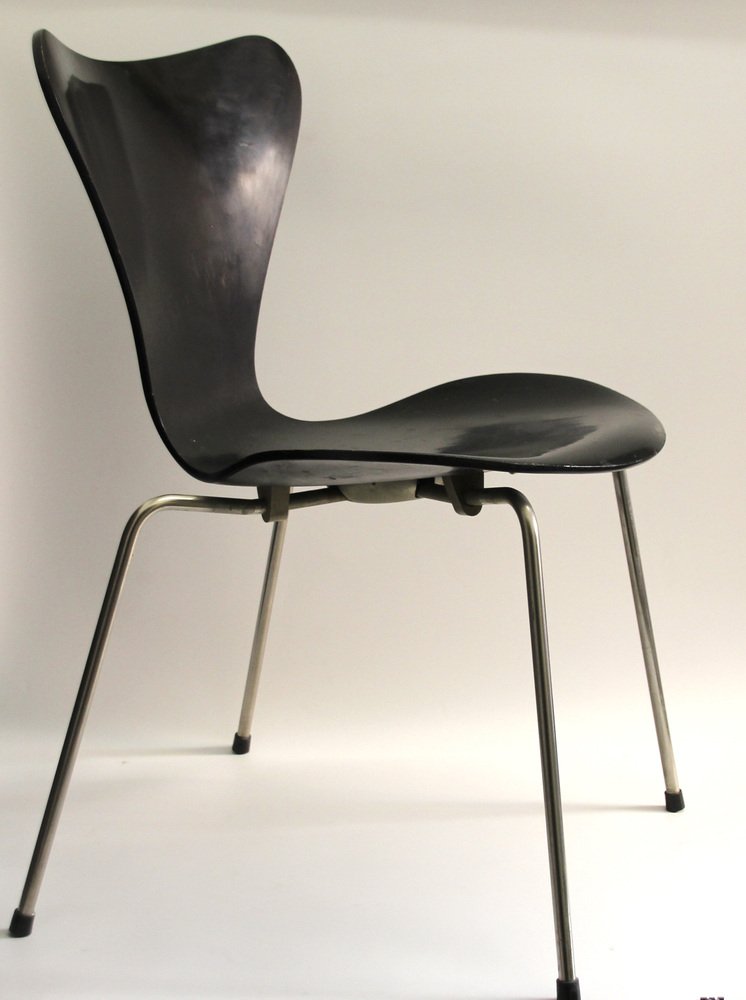 Model 3107 Black Chair by Arne Jacobsen for Fritz Hansen, 1950s